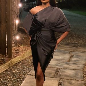 ASOS: Satin Drape Asymmetric Midi Dress